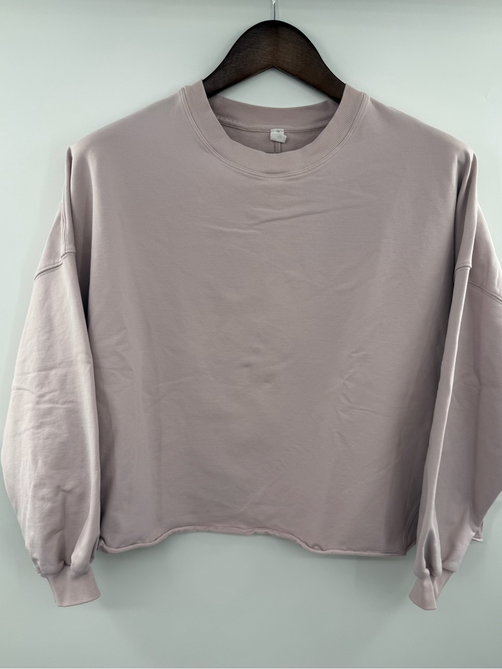 Lululemon LA Oversized Boxy Crew Sweatshirt Size XS/S Pink Mauve Raw Hem